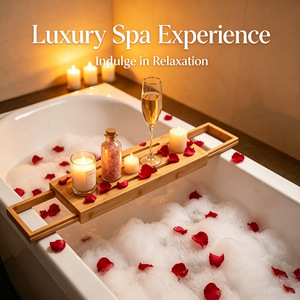 Bamboo Multifunctional Extendable Bath Tray With Anti Slip Surface <b>For</b> Spa Book Wine <b>Tablet</b> <b>Stand</b> Bathroom Accessories - Product Image 2