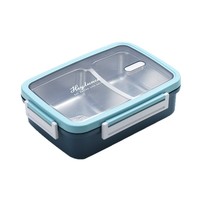 Boîte à lunch moderne portable à double compartiment carré en acier inoxydable 304 de qualité alimentaire, capacité de 501 à 800 ml
