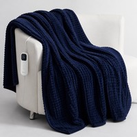 Couverture Chauffante Bleu Marine en Flanelle Sherpa 50x60 Pouces, Contrôle Numérique, Chauffage Sûr, Vente en Gros Direct Usine