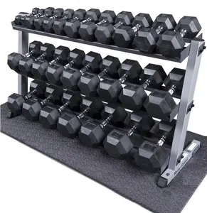 Custom Gym Mancuernas kurzhantel equipment weight lifting dumbbell set man Fitness black rubber hex Dumbbell Sets