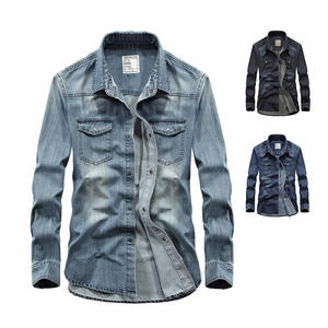 Chaqueta vaquera ajustada de manga larga Vintage para hombre con bolsillos ropa <span class=keywords><strong>Rockabilly</strong></span> teñida de hilo transpirable <span class=keywords><strong>estilo</strong></span> de primavera sostenible - Product Image 3