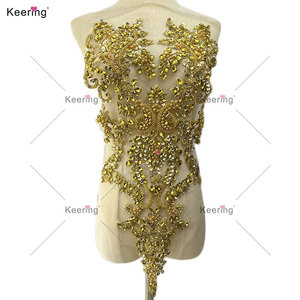 ¡Venta al por mayor! Apliques <span class=keywords><strong>de</strong></span> encaje bordado hecho a mano con cuentas <span class=keywords><strong>de</strong></span> cristal para ropa, precio <span class=keywords><strong>de</strong></span> diamantes <span class=keywords><strong>de</strong></span> imitación, venta al por mayor más barato - Product Image 3