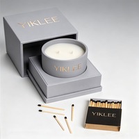 Boîte personnalisée haut et basse pour pots de bougies de 4oz/6oz, emballage cadeau de luxe vide pour bougie parfumée individuelle, boîtes en papier beige