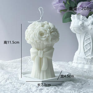 Vela aromática de cera de soja con forma de novia, diseño estético de ramo de novia LANJO, vela decorativa artística. - Product Image 6