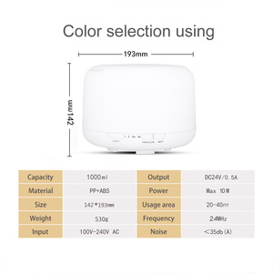 Diffuseur d'arômes simple de 1000 ml, humidificateur ultrasonique avec lumière, pour usage domestique, capacité de 21 à 30 pieds carrés, réservoir d'eau de 1 à 2,5 L - Product Image 2