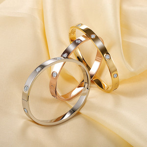 Bracelet jonc en zircon couleur or rose argenté 6 mm, étanche, qualité polie, <span class=keywords><strong>prix</strong></span> de gros, bijoux pour femme - Product Image 6
