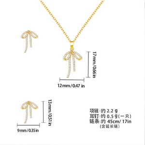 Conjunto de pendientes y collar de cobre con perlas brillantes, joyería de fiesta con microincrustaciones, moda de lujo para mujer - Product Image 5