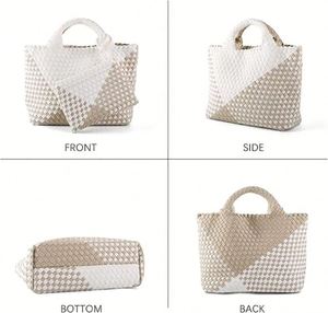 Custom Casual Vintage Style Tote Handbag Women's Large Neoprene Woven Summer Beach Tote Bag Lightweight Neoprene Weave <b>Purse</b> - Product Image 2