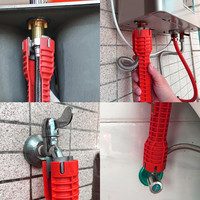 Clé à double tête multifonctionnelle NINDEJIN 8 en 1 pour robinet d'évier, clé à tuyau d'eau de qualité industrielle, métrique, en ABS + alliage d'aluminium