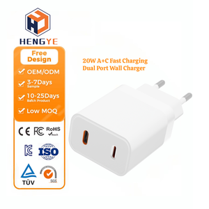 Pengisi daya ponsel, 20W Port Ganda USB C Tipe C 8Pin 20W kepala pengisian daya <span class=keywords><strong>2</strong></span> Port Usb pengisi daya cepat untuk ponsel - Product Image 1