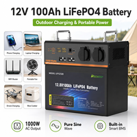 Batterie au lithium à décharge profonde Delong LFP12100 12V 100AH avec protection BMS, affichage Bluetooth, UPS, garantie 5 ans, certifiée CE