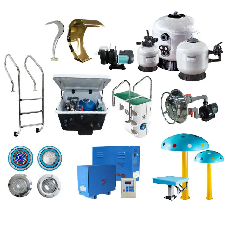 Factory Sales Pool Equipment Full Set Stainless Steel PVC Swimming Pool Filtration Circulation System Cleaning Accessories