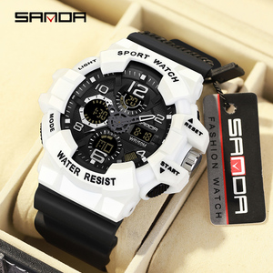 SANDA 3168 haute qualité unique garçons montre numérique original bracelet en Silicone étanche chronographe grand numéro montre de sport ensemble - Product Image 4