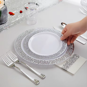 Elegante Juego <span class=keywords><strong>de</strong></span> Vajilla Desechable <span class=keywords><strong>de</strong></span> <span class=keywords><strong>Plástico</strong></span> <span class=keywords><strong>Duro</strong></span> Compostable y Libre <span class=keywords><strong>de</strong></span> BPA, Color Oro Rosa, para Fiestas <span class=keywords><strong>de</strong></span> Cumpleaños y Bodas - Product Image 2