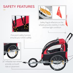 Fácil instalación Desmontable Seguridad Viaje Jogging Transporte Doble Niño Bicicleta <span class=keywords><strong>Remolque</strong></span> Camper <span class=keywords><strong>Ebike</strong></span> Pet Trailer - Product Image 3