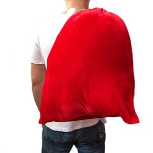 Grand sac de Noël en velours rouge et blanc, sac cadeau du Père Noël avec cordon de serrage, 65x105cm, pour emballer des bonbons/des cadeaux/des jouets - Product Image 2