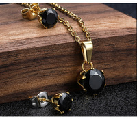 Ensemble collier et boucles d'oreilles en acier inoxydable 316L plaqué or 18 carats avec zircon, style européen et américain, pour femme, idéal pour les fêtes et comme cadeau