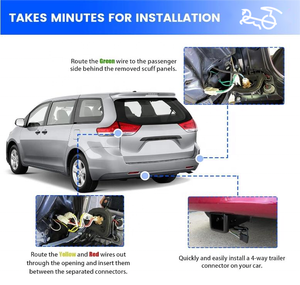 رباط سلكي مقطورة مكون من 4 سنون لسيارة T-oyota Sienna 2015-2020 باستثناء SE موصل على شكل T لجانب السيارة رباعي القطب سلك توصيل مقطورة - Product Image 6