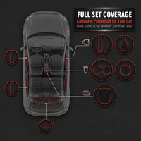 Accesorios Antideslizantes para el Interior del Automóvil, Alfombrilla para Ranura de Puerta y Almohadilla para Reposabrazos, Juego de Alfombrillas para Portavasos para VW Volkswagen POLO 2011-2018