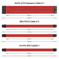 Kit de rallonges de câbles PC 24 broches (4+4 broches, 6+2 broches*2) pour alimentation GPU, PCI-E, carte mère d'ordinateur de bureau – En stock