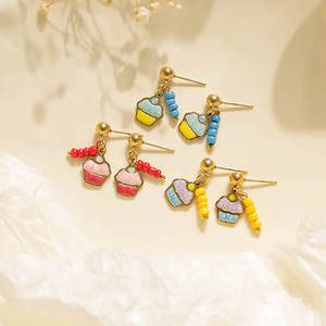 ต่างหูทำมือทรงหยดน้ำมันเคลือบทอง 18K สไตล์มินิมอล ผลิตจากสแตนเลส 304 ชุบสูญญากาศ สำหรับผู้หญิง ทันสมัย - Product Image 2