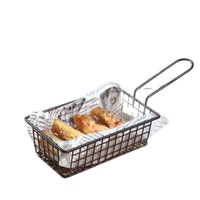 Panier à frites conique en fil de fer noir robuste avec poignée pour servir frites, poulet, mozzarella, snacks, idéal pour la maison, les barbecues, les fêtes et les événements en extérieur