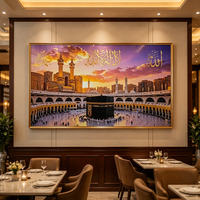 Peinture murale abstraite islamique personnalisée en porcelaine cristalline, vente chaude, avec éclairage LED, pour salon, bureau et décoration intérieure