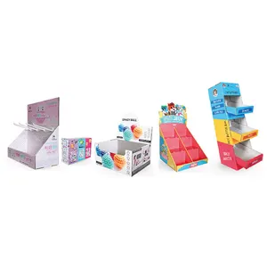 Caixa de exibição de papelão personalizada para exibição de mesa de papel de supermercado