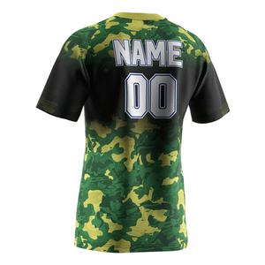 Maillots de sport pour hommes à col rond Dry-Fit pour la musculation, sublimation usine, en tissu jersey vert style rugby - Product Image 2
