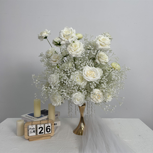 Bolas de Flores Artificiales Blancas Reales para Boda, Decoración de Mesa de Seda de Alta Calidad, Centro de Mesa - Product Image 1