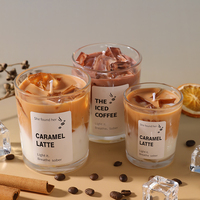 Bougie parfumée Bestseller, café au lait, dans un bocal en verre, bougie réaliste en forme de glaçon de café glacé, pour une décoration de table esthétique