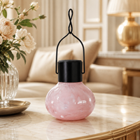 Verre soufflé à la main rose écologique pour carillon éolien avec poignée en métal noir pour fenêtre, patio, jardin, décoration d'art populaire