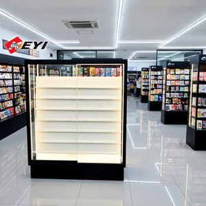 علبة عرض بطاقات رياضية باللونين الأسود والأبيض، إصدار مزدوج الجوانب مع إضاءة LED وأبواب قابلة للقفل - Product Image 1
