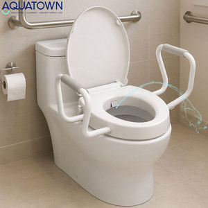 Siège <span class=keywords><strong>de</strong></span> <span class=keywords><strong>toilette</strong></span> surélevé avec barre d'appui, bidet non électrique, pression d'eau réglable par bouton, vente en gros - Product Image 1