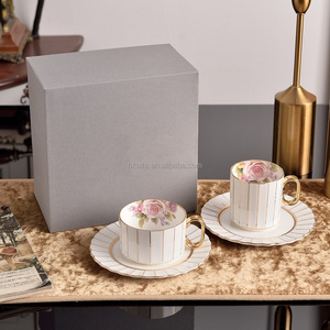 Hot Sale white and black Luxury Afternoon Tea Coffee <b>Cup</b> and saucer Bone China <b>Cup</b> <b>Set</b> - Product Image 3