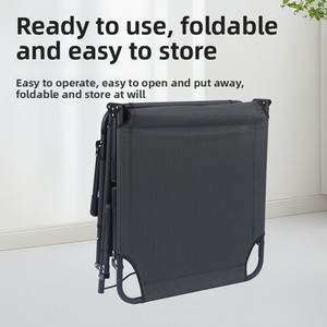 <span class=keywords><strong>Lit</strong></span> de camp pliant portable en tissu Oxford rayé avec cadre en acier pour camping extérieur, chambre ou bureau individuel - Product Image 4