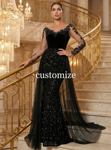 فستان سهرة أنيق وعصري للنساء الأوروبيات والأمريكيات بتصميم قلم رصاص من الكشمير بطول الأرض لفصل الصيف - Product Image 4