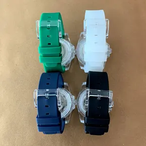 Montre automatique transparente lumineuse personnalisée avec bracelet en silicone coloré, montre-bracelet <span class=keywords><strong>de</strong></span> sport étanche 3ATM pour boîtier en acrylique <span class=keywords><strong>de</strong></span> 40 mm - Product Image 3