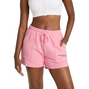 Short parfait de couleur noire 350gsm 100% coton Short en éponge française brodé en gros Short en coton pour femme avec logo personnalisé - Product Image 5
