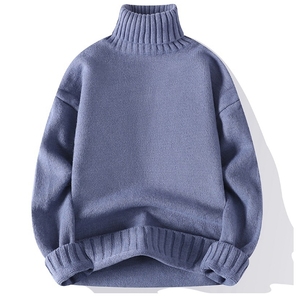 Liu Ming vente en gros <span class=keywords><strong>bonne</strong></span> <span class=keywords><strong>qualité</strong></span> 2024 automne hiver hommes <span class=keywords><strong>col</strong></span> <span class=keywords><strong>roulé</strong></span> tricots amples couleur unie à manches longues <span class=keywords><strong>pull</strong></span> de mode - Product Image 5