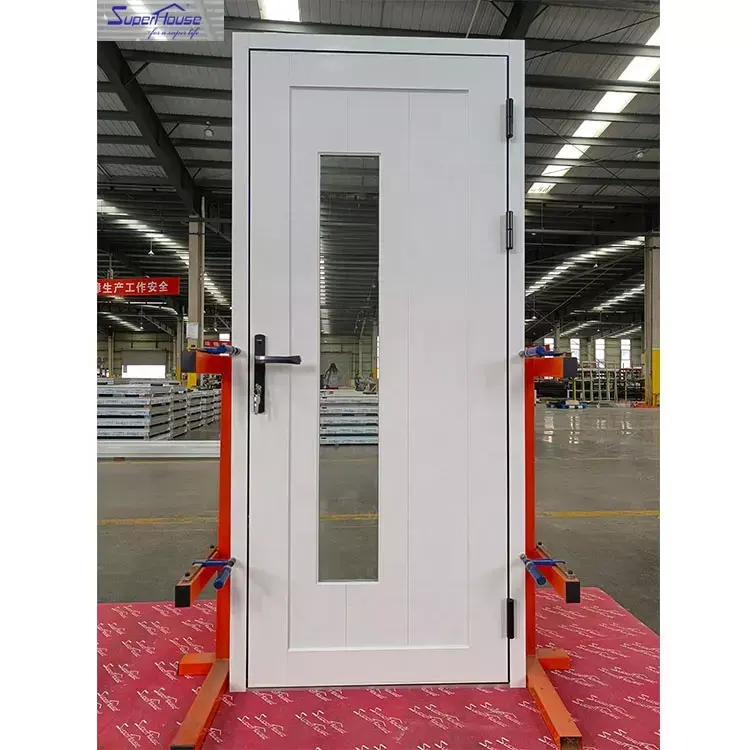 Porte d'entrée avec serrure latérale et design codé Porte anti-ouragan en aluminium Porte d'extérieur moderne en verre résistant au vent