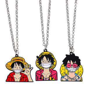 Wholesale New Designs Luffy Straw Hat Ace Anime Logo Fine Chains Necklaces Women Cartoon Metal Pendant Necklace Sweater Necklace - Product Image 1
