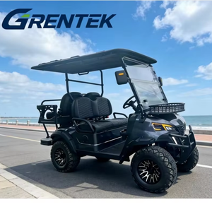 Carrito de Golf Eléctrico Compacto Negro con Techo y Parabrisas para 4 Personas, Apto para Golf y Carreteras No Públicas - Product Image 1