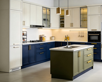 Meubles d'îlot de cuisine modernes bicolores contrastés, solutions de menuiserie sur mesure pour toute la maison, vente en gros pour projets de construction