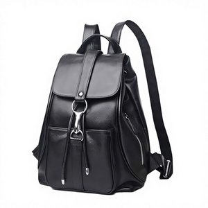 Real Soft Genuine Leather Women's Casual <b>Backpack</b> <b>Large</b> Capacity Travel Bag Anti-theft Fashionable Geometric Square Urban - Product Image 2