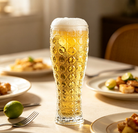 Chope à bière en verre sculpté de haute qualité, verre épaissi, un incontournable pour savourer la bière artisanale et le jus de blé.