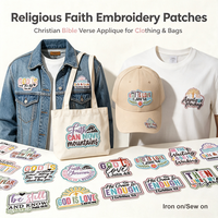 Appliques décoratives personnalisées en feutre non tissé brodé avec versets bibliques, thème foi chrétienne, thermocollantes et à coudre pour vêtements et sacs