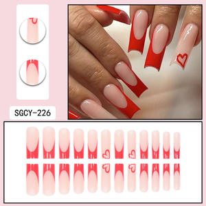 TSZS 24 pièces de <span class=keywords><strong>faux</strong></span> ongles à presser pour la <span class=keywords><strong>Saint</strong></span>-<span class=keywords><strong>Valentin</strong></span>, formes variées, motifs cœurs et nœuds, brillants, couvrance totale, réutilisables - Product Image 4