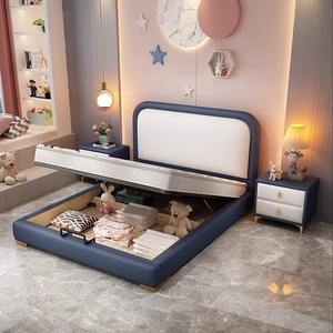 <span class=keywords><strong>Lit</strong></span> simple pour garçon, luxe léger, tendance sur internet, en cuir moderne, simple, <span class=keywords><strong>lit</strong></span> bébé, tissu technologique, <span class=keywords><strong>lit</strong></span> de <span class=keywords><strong>rangement</strong></span> de 1,5 m - Product Image 4