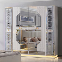 Lit King Size de Luxe en Bois Massif Italien et Allemand, Rose, Pas Cher, pour Chambre Parentale, Ensemble de Meubles de Chambre Doux avec Rangement